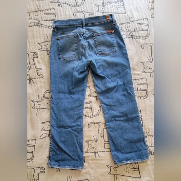 7 for All Mankind Cropped Boot Distressed Jeans 29 - Picture 2 of 5